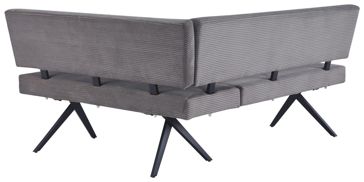 Eckbank Chios Cord Dunkelgrau, S: 190x150 cm - Dunkelgrau/Schwarz, KONVENTIONELL, Textil/Metall (190/150cm) - MID.YOU