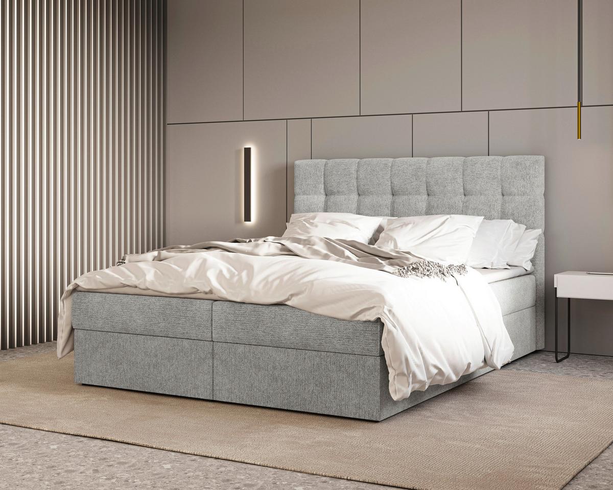BOXBETT Oslo Grau 160x200cm - Schwarz/Grau, MODERN, Holz/Kunststoff (160/200cm) - MID.YOU