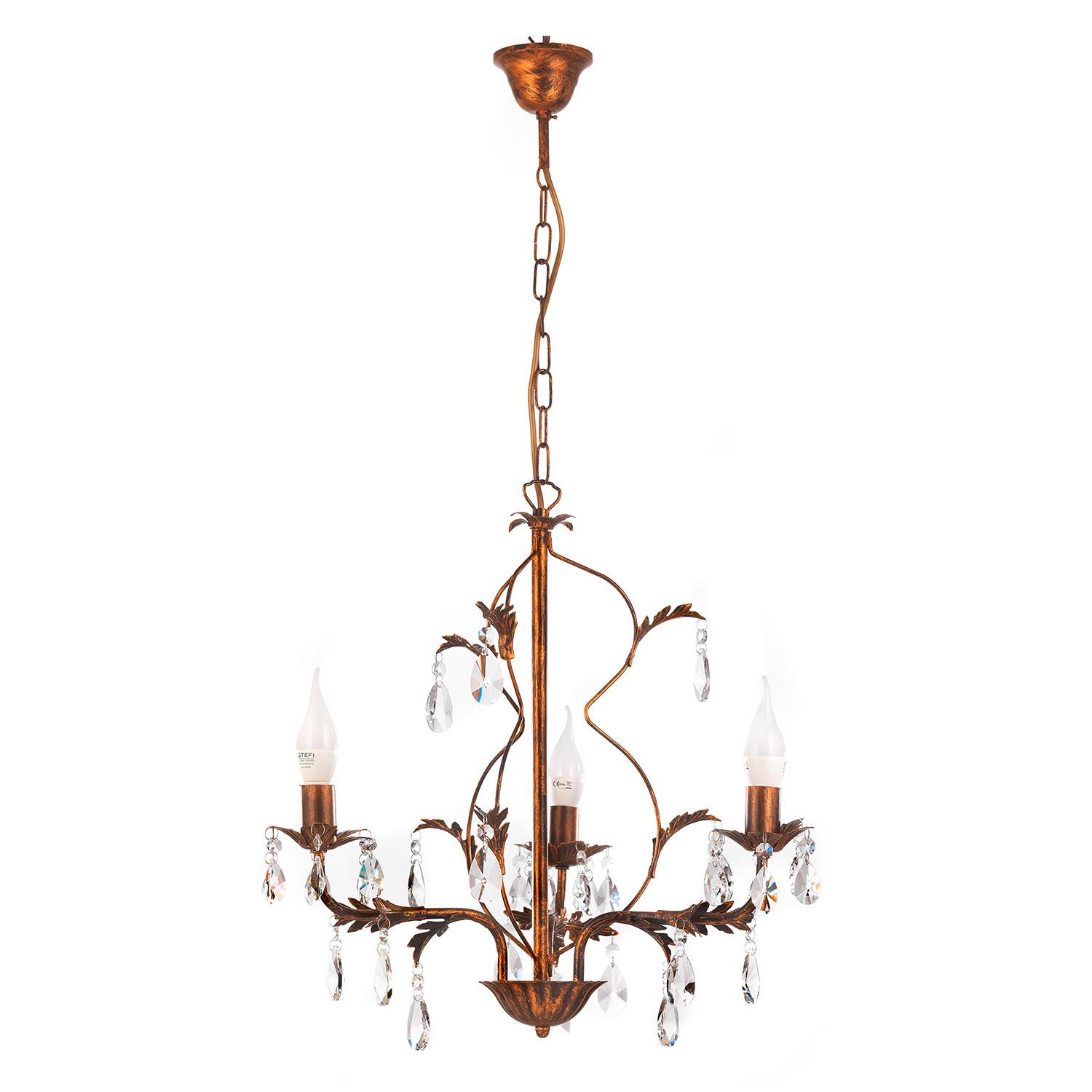 Kristall-Hängeleuchte 4670/3 Teresa - Bronzefarben, KONVENTIONELL, Glas/Metall (40/100cm)