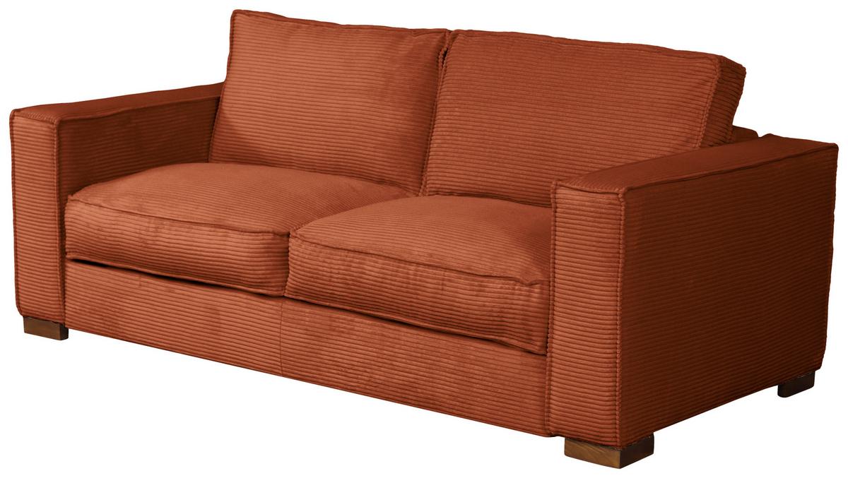 Schlafsofa Texas Rostfarben Cord, B: 203 cm - Rostfarben/Dunkelbraun, Design, Textil (203/85/99cm) - MID.YOU