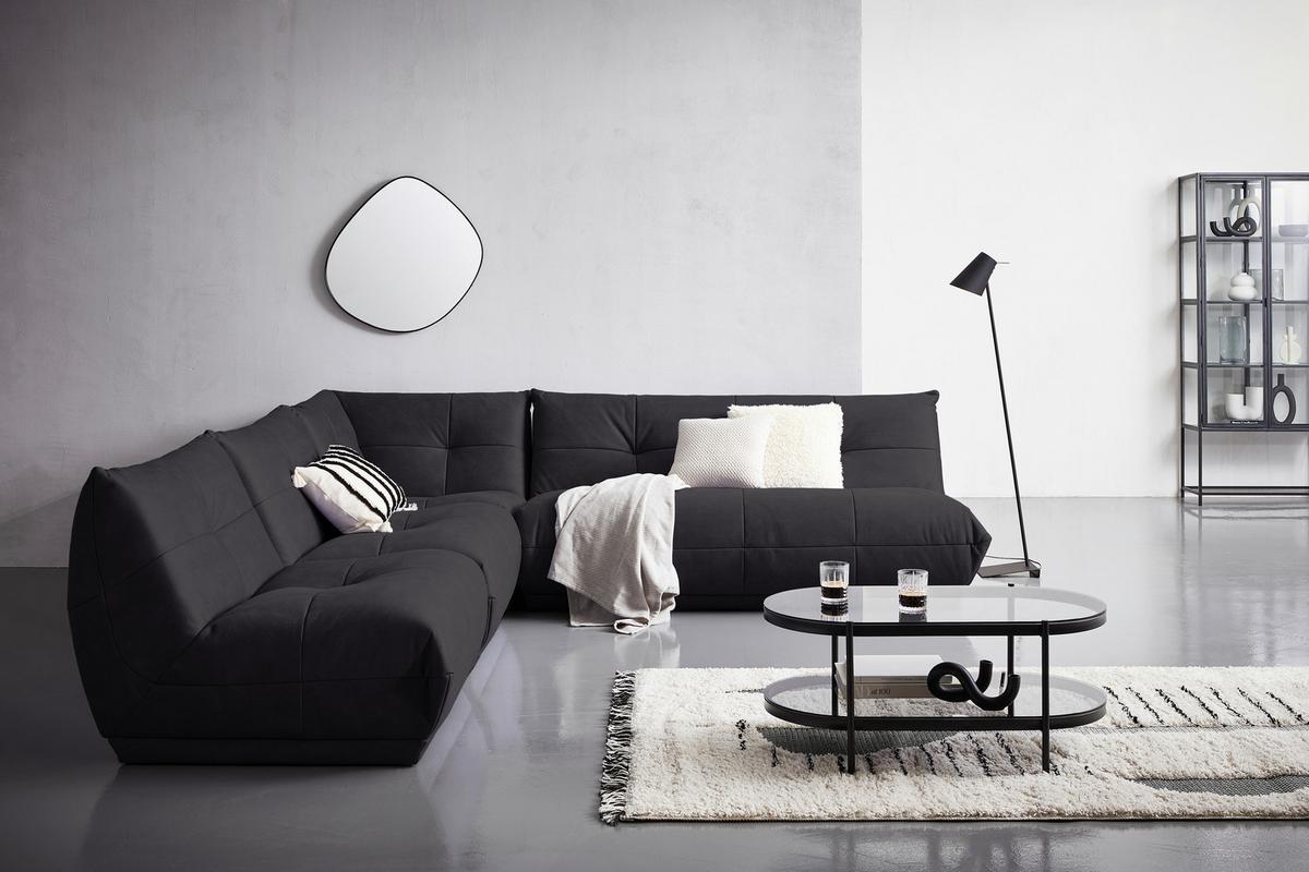 Modul Sofa Giselle 4er Sofa B: 180 Cm Schwarz - Schwarz, Trend, Textil (180/80/112cm) - Livetastic