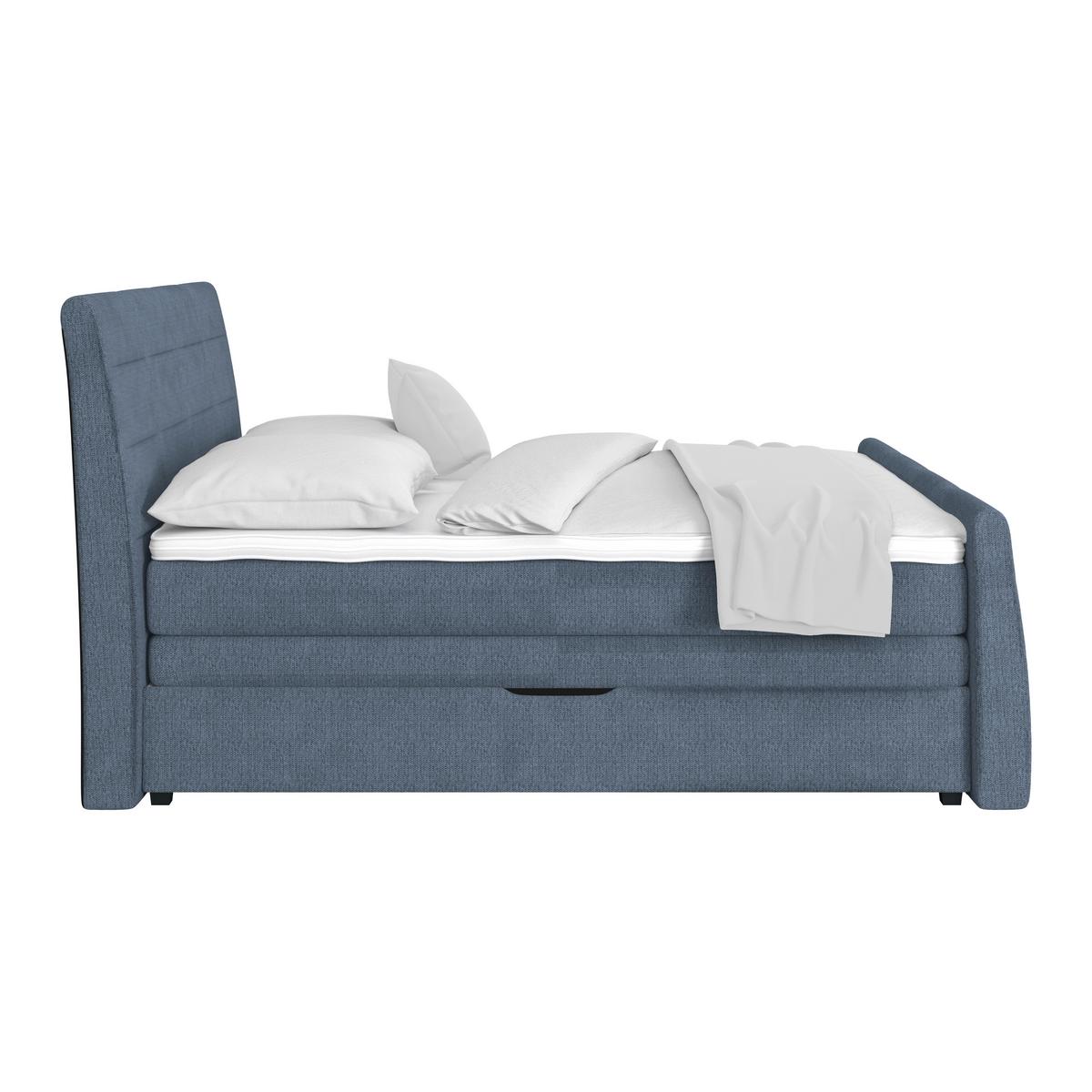 Boxspringbett Libra - Schwarz/Dunkelblau, KONVENTIONELL, Textil (180/200cm)