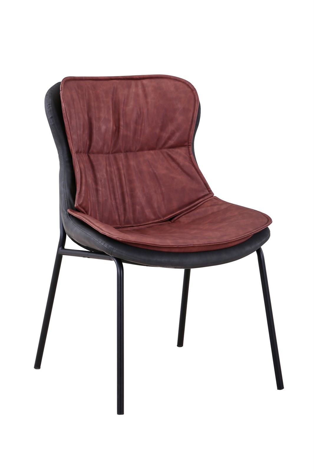 Stuhl Brady 200 Rotbraun - Rotbraun/Schwarz, Design, Textil/Metall (54/84/64cm) - Kayoom