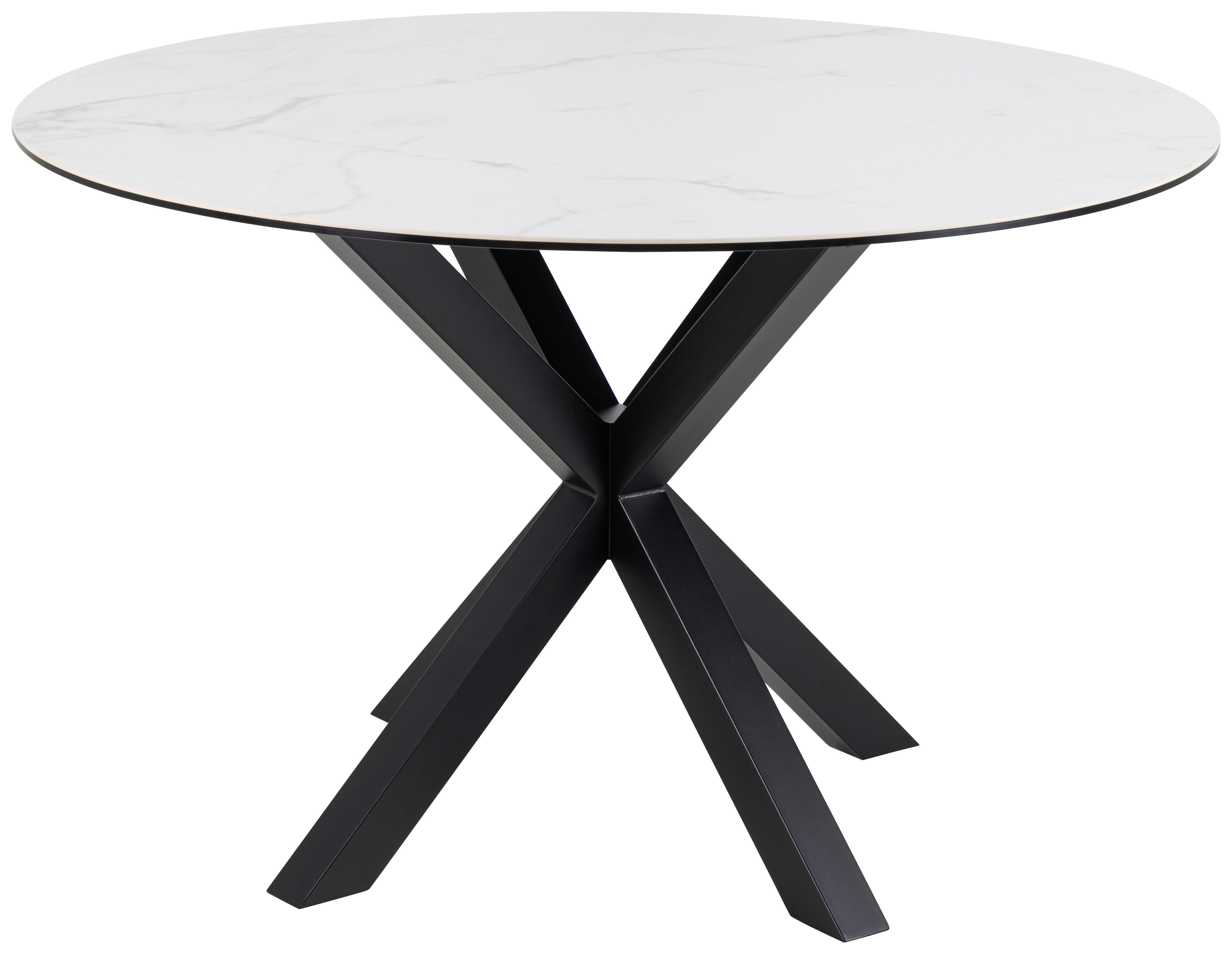 Esstisch Heaven 119x75,5cm Schwarz/Weiß - Schwarz/Weiß, Trend, Keramik/Metall (119/119/75,5cm) - MID.YOU