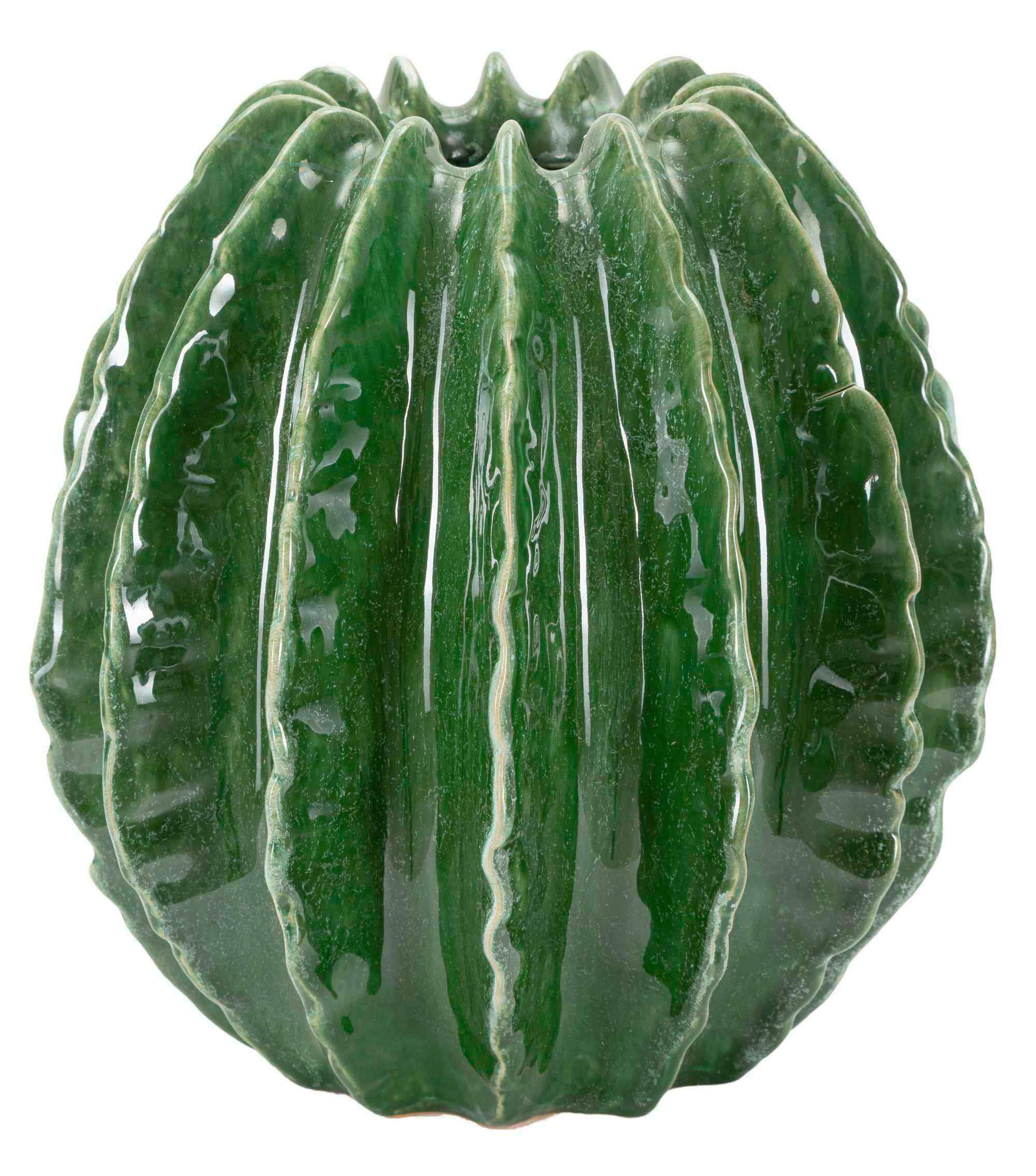 Vase Cactus Ball Pot Grün B: 23,5 cm - Grün, Basics, Keramik (23,5/24,5/23,5cm)