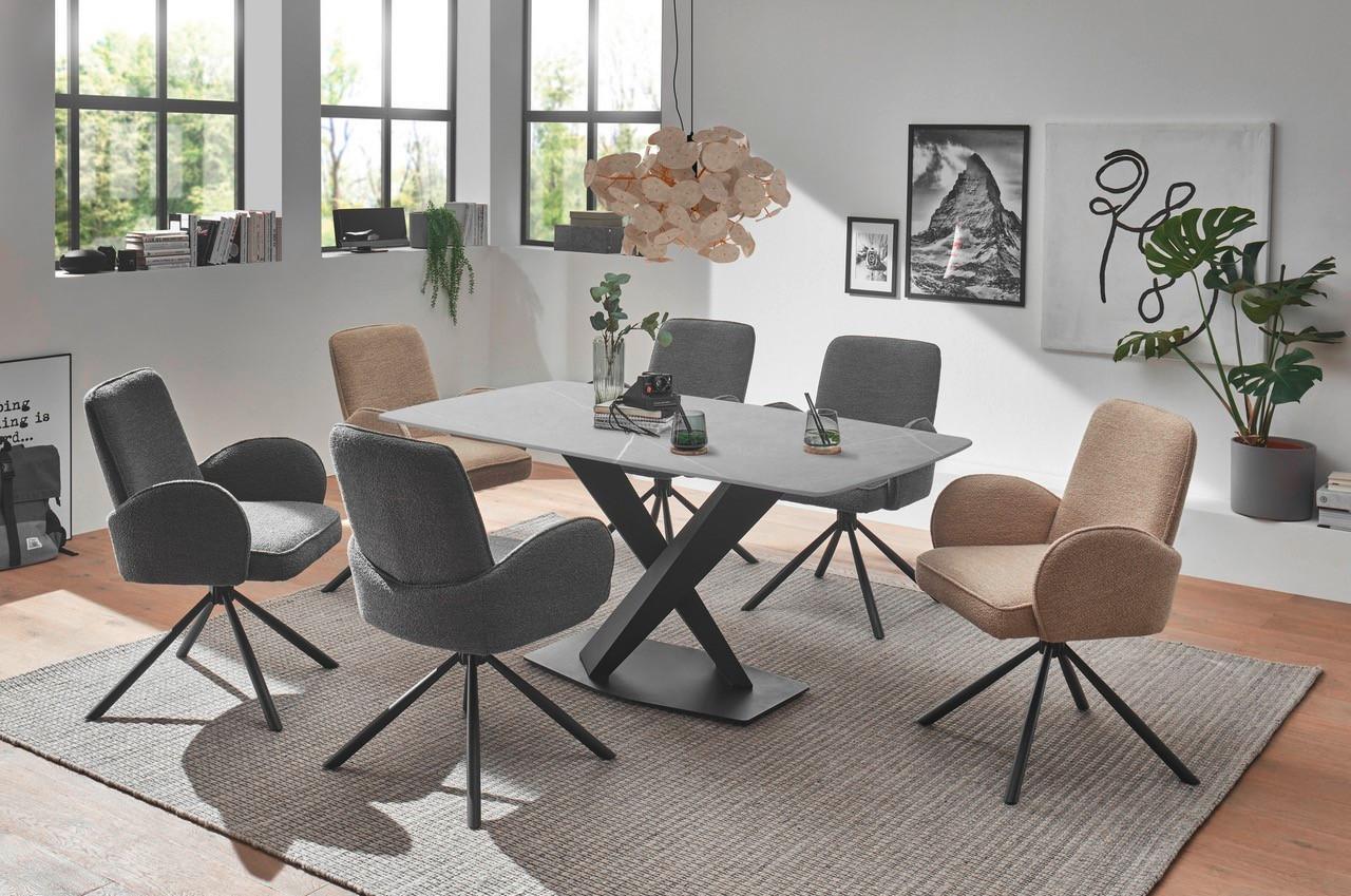 Esstisch Ventura - Schwarz/Grau, MODERN, Keramik/Metall (180/90/75cm) - MID.YOU