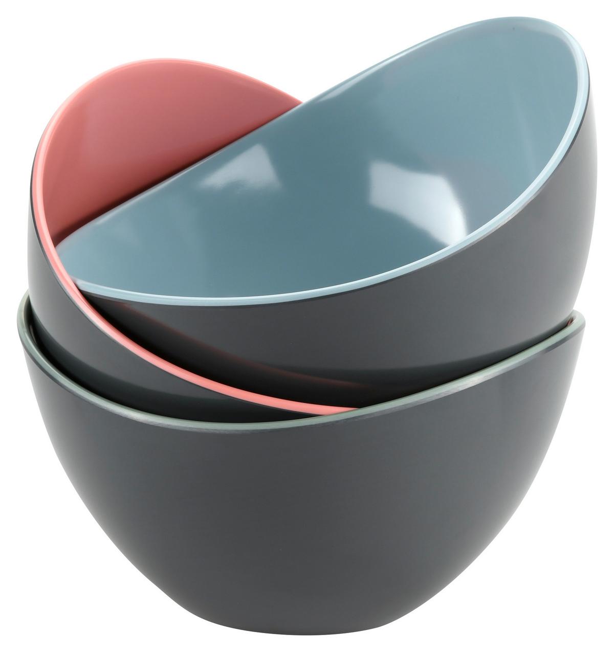 Obstschale 3-Teiliges Set - Pastellblau/Altrosa, Basics, Kunststoff (20/12/11cm) - Kesper