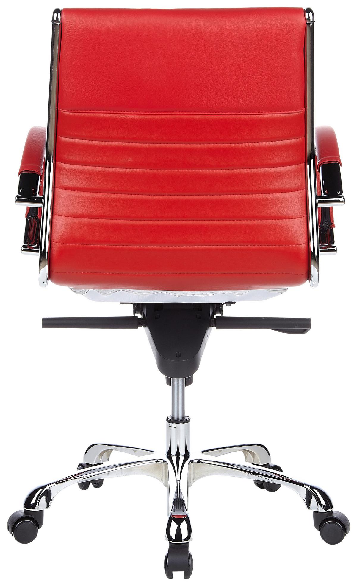 Bürostuhl Parma Mit Wippfunktion Rot Bis 110 Kg - Chromfarben/Rot, MODERN, Leder/Kunststoff (60/111/50cm) - MID.YOU