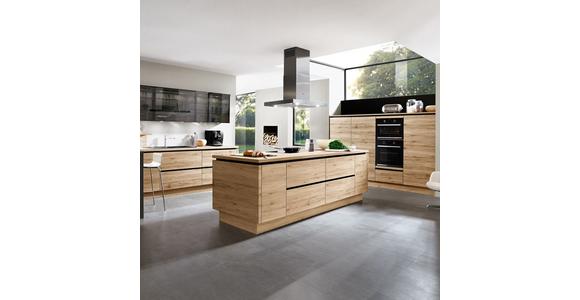 Einbauküche Riga Frei Planbar Modern, Grifflos - Eichefarben/Schwarz, MODERN, Holzwerkstoff - Vertico