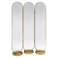 Paravent Curve / Swing -Trend- - Goldfarben, Trend, Glas/Metall (106/166/31cm) - Kare-Design