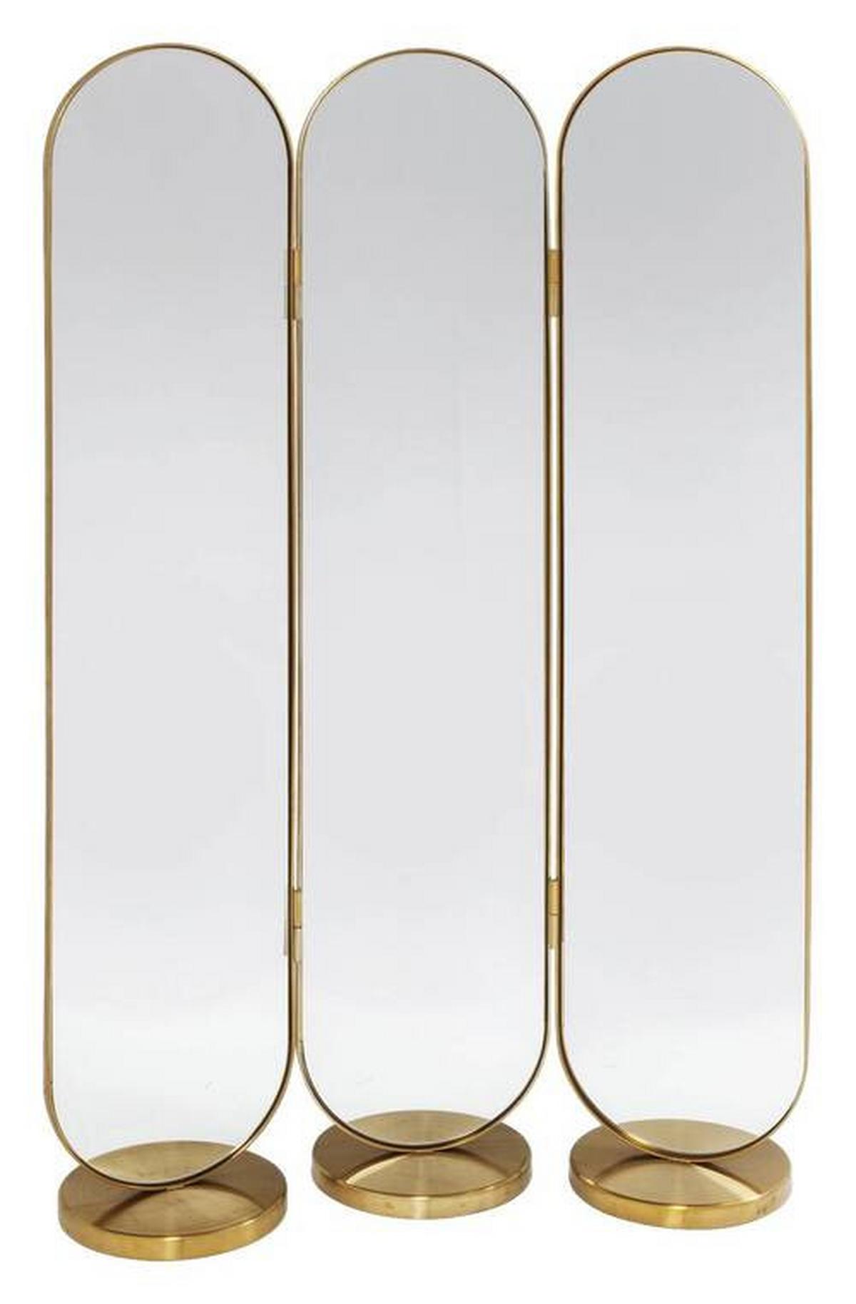 Paravent Curve / Swing -Trend- - Goldfarben, Trend, Glas/Metall (106/166/31cm) - Kare-Design