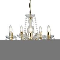 Kronleuchter Marie Therese 5xe14 Golden Kunststoff/Glas - Goldfarben, KONVENTIONELL, Glas/Kunststoff (48/120cm)