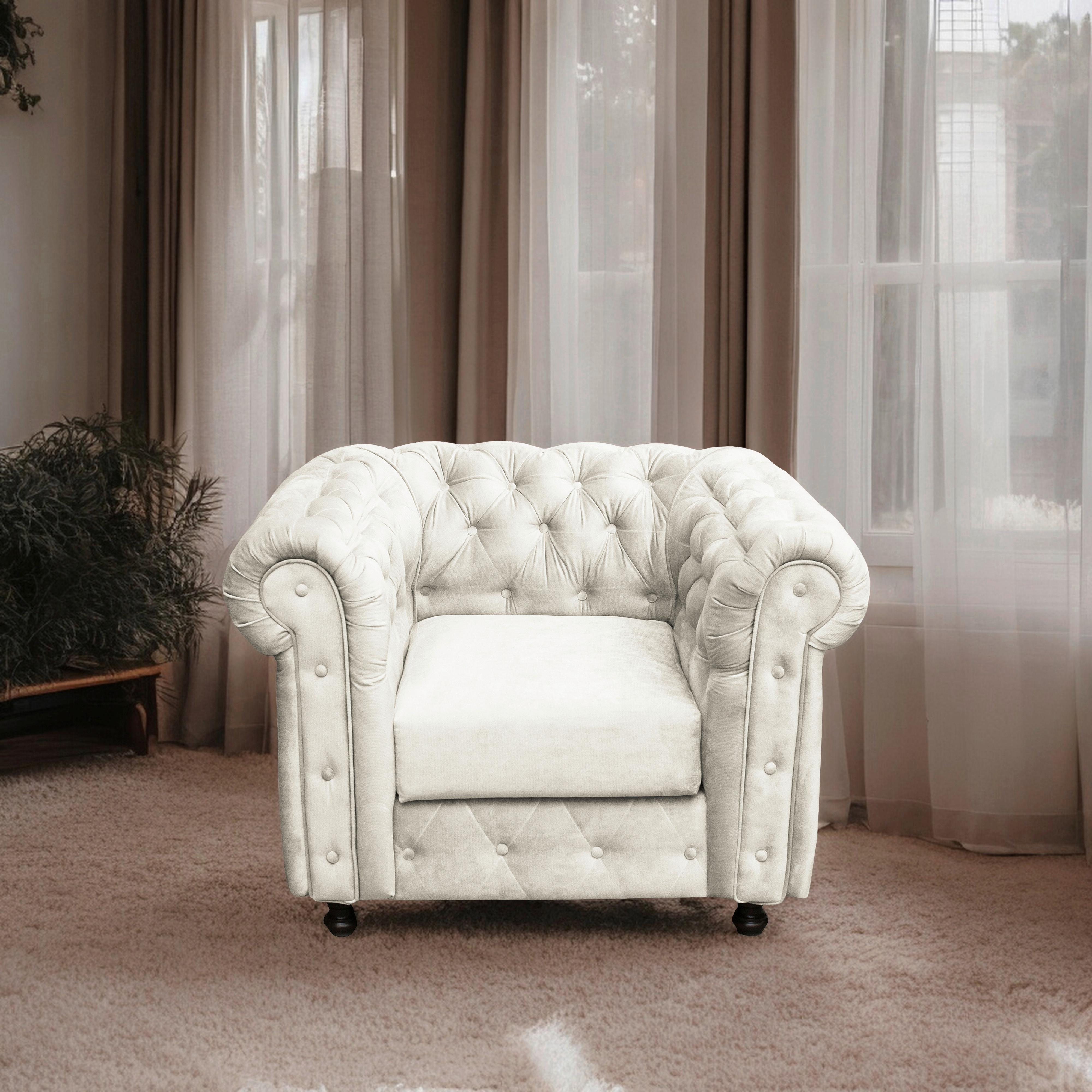 Chesterfield-sessel Cardiff Creme B: 110 Cm - Wengefarben/Creme, Basics, Holz/Textil (110/80/90cm) - P & B