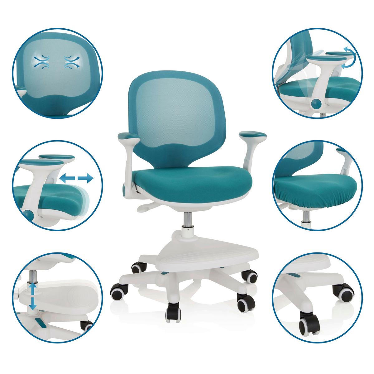 Jugenddrehstuhl Kid Ergo Blau/weiß Bis 80 Kg - Blau/Weiß, MODERN, Kunststoff/Textil (56/89/52cm) - MID.YOU