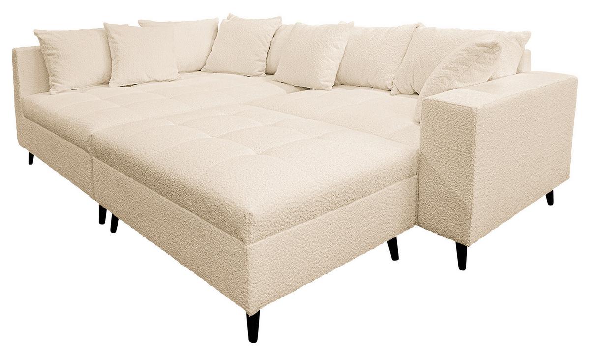 Ecksofa Pruno, Beige S: 174x247 Cm - Beige/Schwarz, Design, Textil (174/247cm) - MID.YOU