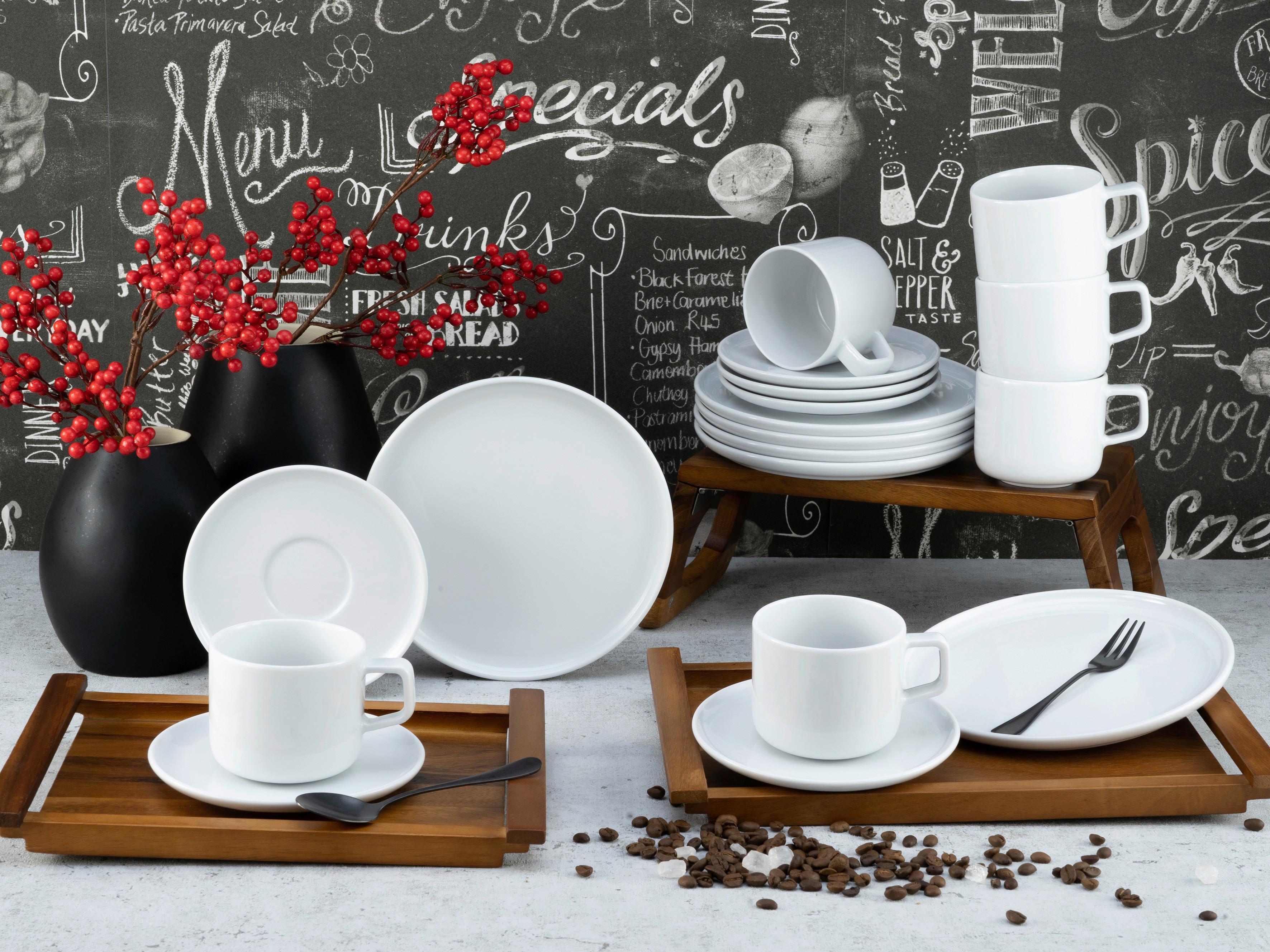 Kaffeeservice Keramik 6 Personen Geschirr Set - Weiß, Basics, Keramik (33/25/31cm) - Creatable