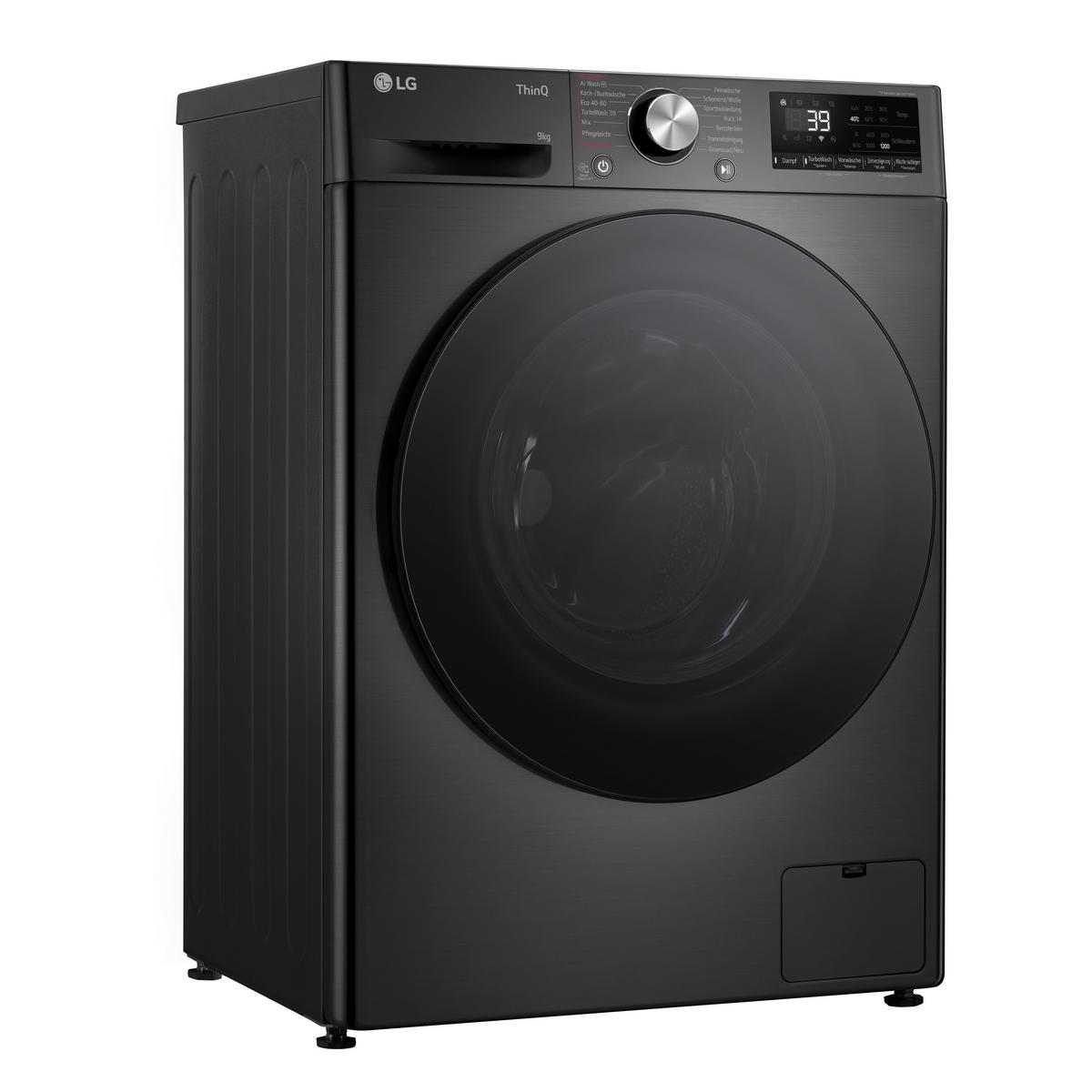 Waschmaschine F2v7slim9b 9 Kg Füllmenge, 1160 U/min - Schwarz, Basics, Metall (60/85/47,5cm) - LG