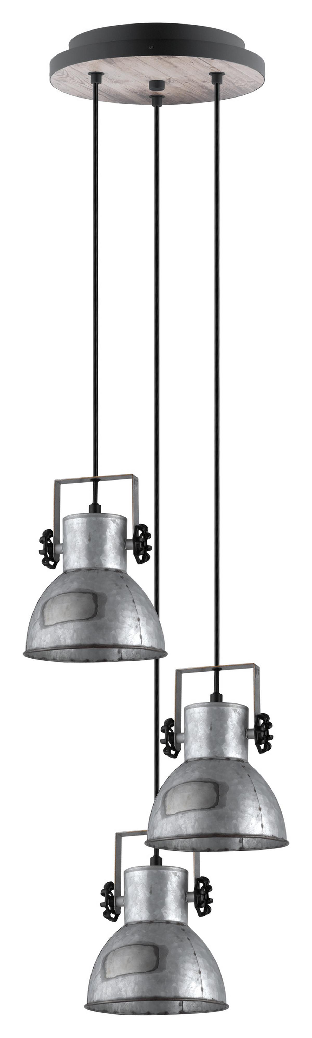 Hängeleuchte *49647* Barnstaple - Zinkfarben/Schwarz, Design, Holz/Metall (27/150cm) - Eglo