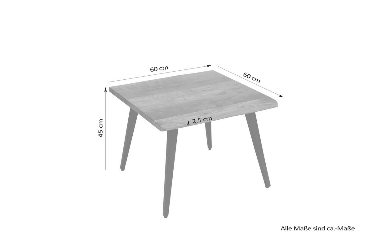 Couchtisch Holz Massiv/metall Caddy Akazie/schwarz - Schwarz/Akaziefarben, MODERN, Holz/Metall (60/60/45cm) - MID.YOU