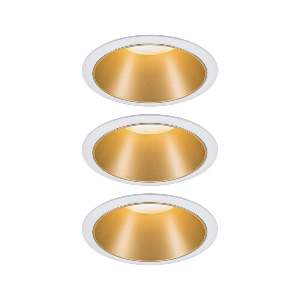 Einbauspot Ø 8,8 cm Weiß/ Goldfarben 3-teilig dimmbar - Design (8,8cm) - Paulmann
