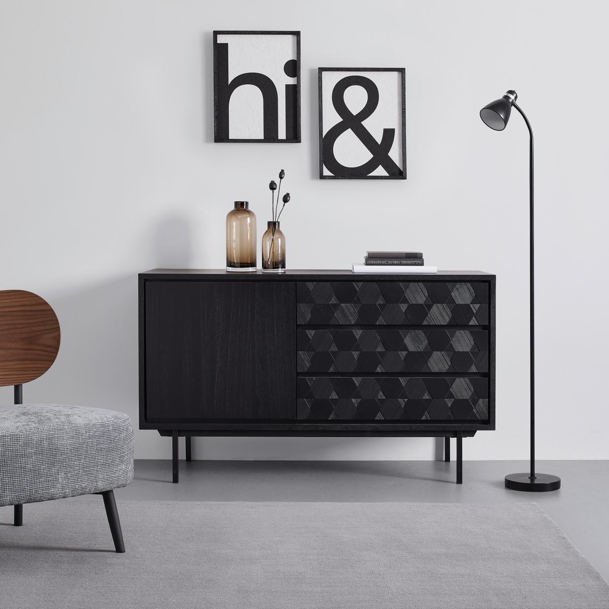 Příborník ROMA černý - černá, Moderní, kov/dřevo (131,5/77/42cm) - Bessagi Home