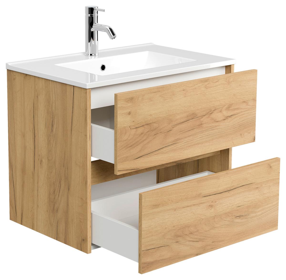 Waschtischkombi Limes Eiche Dekor B: 71 Cm - Eichefarben/Weiß, MODERN, Keramik/Holzwerkstoff (71/58,7/46,5cm) - MID.YOU