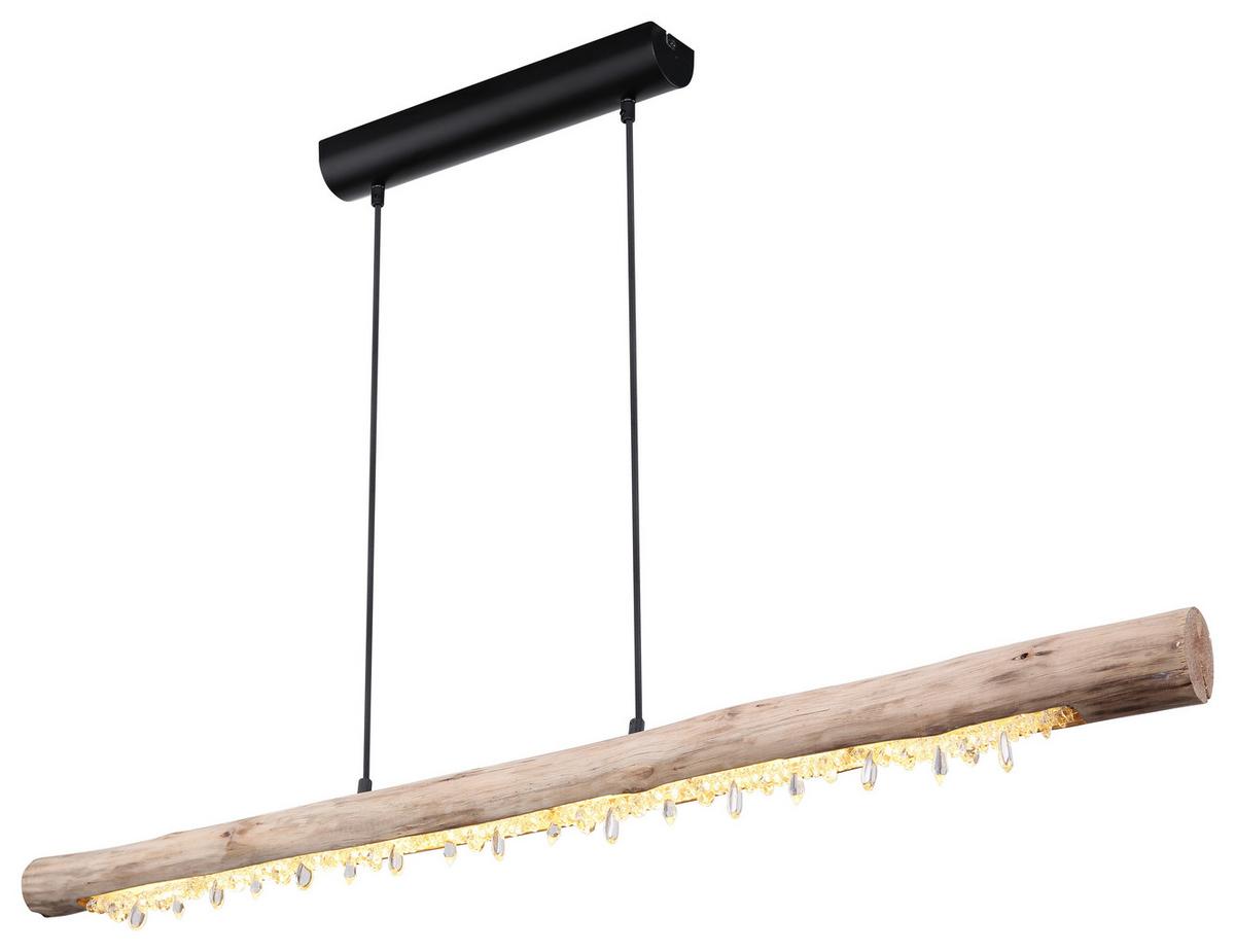 Hängeleuchte Felicitas H: 150 cm 1-Flammig - Klar/Schwarz, Basics, Holz/Kunststoff (120/7/150cm) - Globo