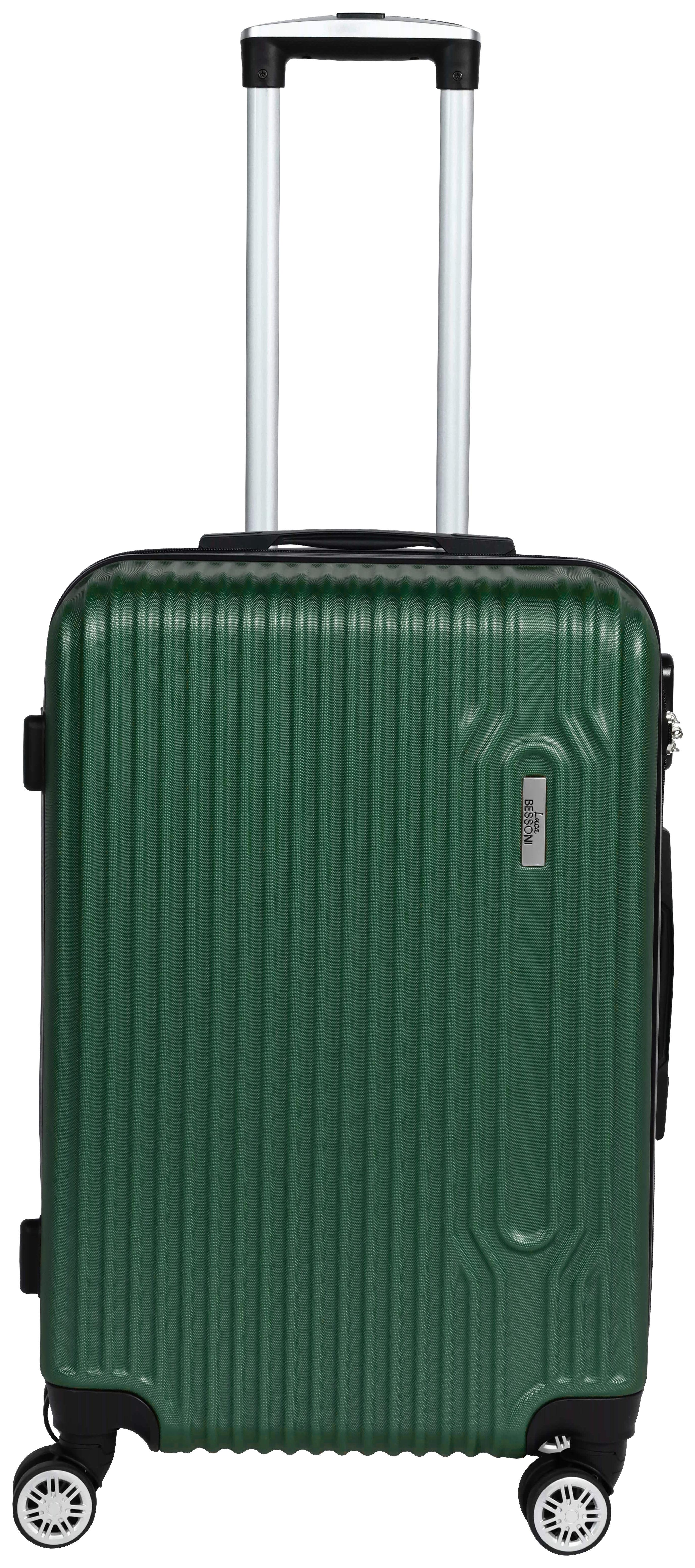 Reisekoffer Palermo 4 Rollen Hartschale, Größe M - Dunkelgrün, Design, Kunststoff/Textil (43/26/65cm) - Luca Bessoni