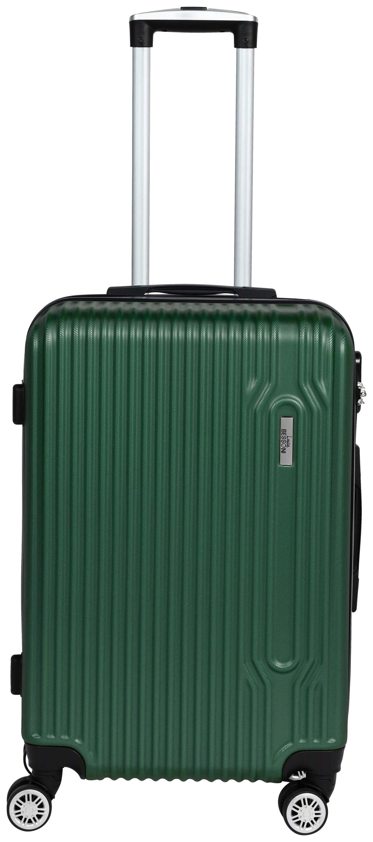Reisekoffer Palermo 4 Rollen Hartschale, Größe M - Dunkelgrün, Design, Kunststoff/Textil (43/26/65cm) - Luca Bessoni