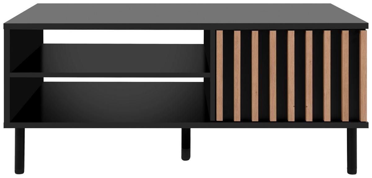 Couchtisch Monza 55a - Schwarz/Eiche Artisan, Design, Holzwerkstoff/Metall (110,5/67/47cm) - Livetastic