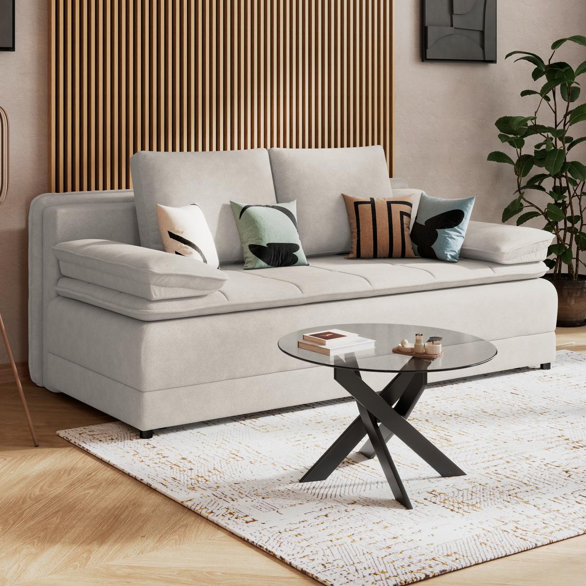 Kanapéágy Alice - fehér, Modern, textil (202/73-92/105cm) - Luca Bessoni