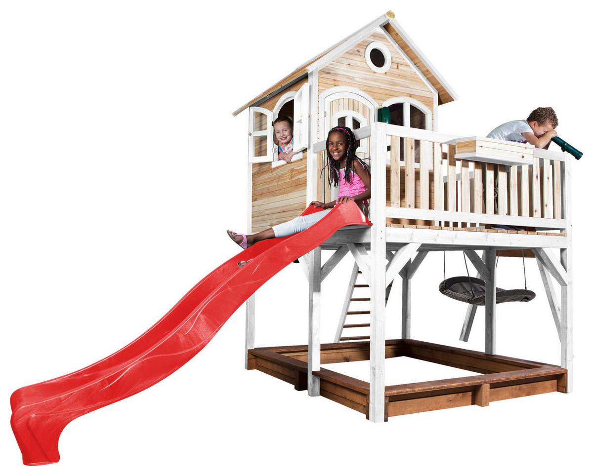 Spielturm A030.158.21 - Rot/Braun, KONVENTIONELL, Holz (613/291/277cm) - Ambia Garden