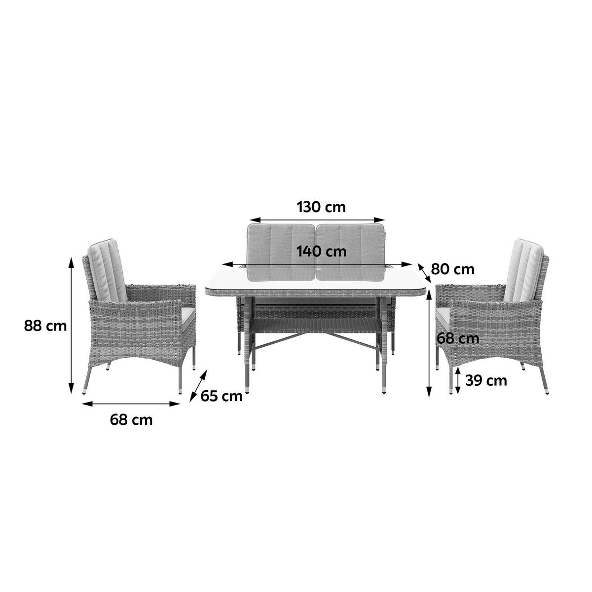 Lounge-garnitúra Verona - szürke, Modern, műanyag/Üveg - Beldano