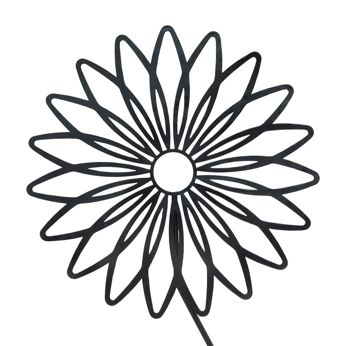 Gartenstecker Sunke Blume Schwarz H: 78 cm - Schwarz, KONVENTIONELL, Metall (20/78cm) - Luca Bessoni