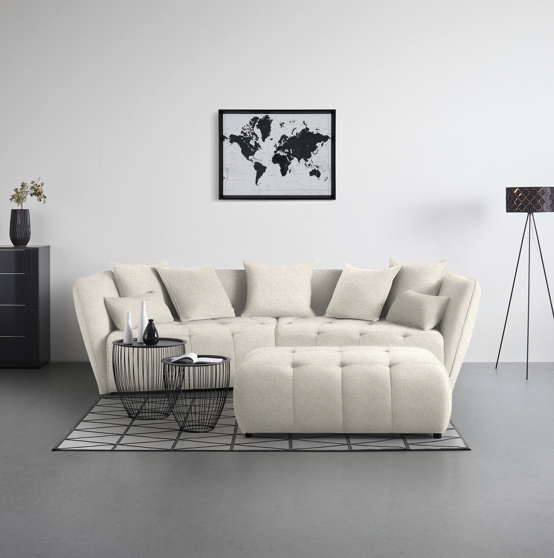 Taburet SOFI, béžová - černá/béžová, Moderní, textil (128/48/70cm) - Premium Living