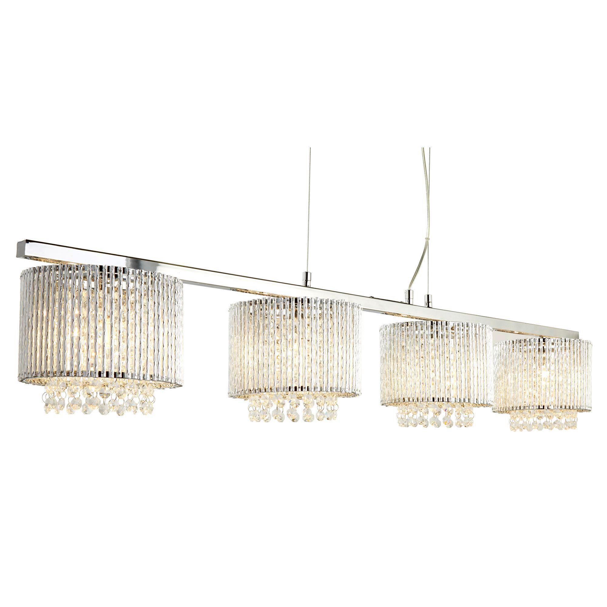Kristall-Hängeleuchte 7094-4cc Elise II - Chromfarben, Design, Glas/Metall (118/19/120cm)