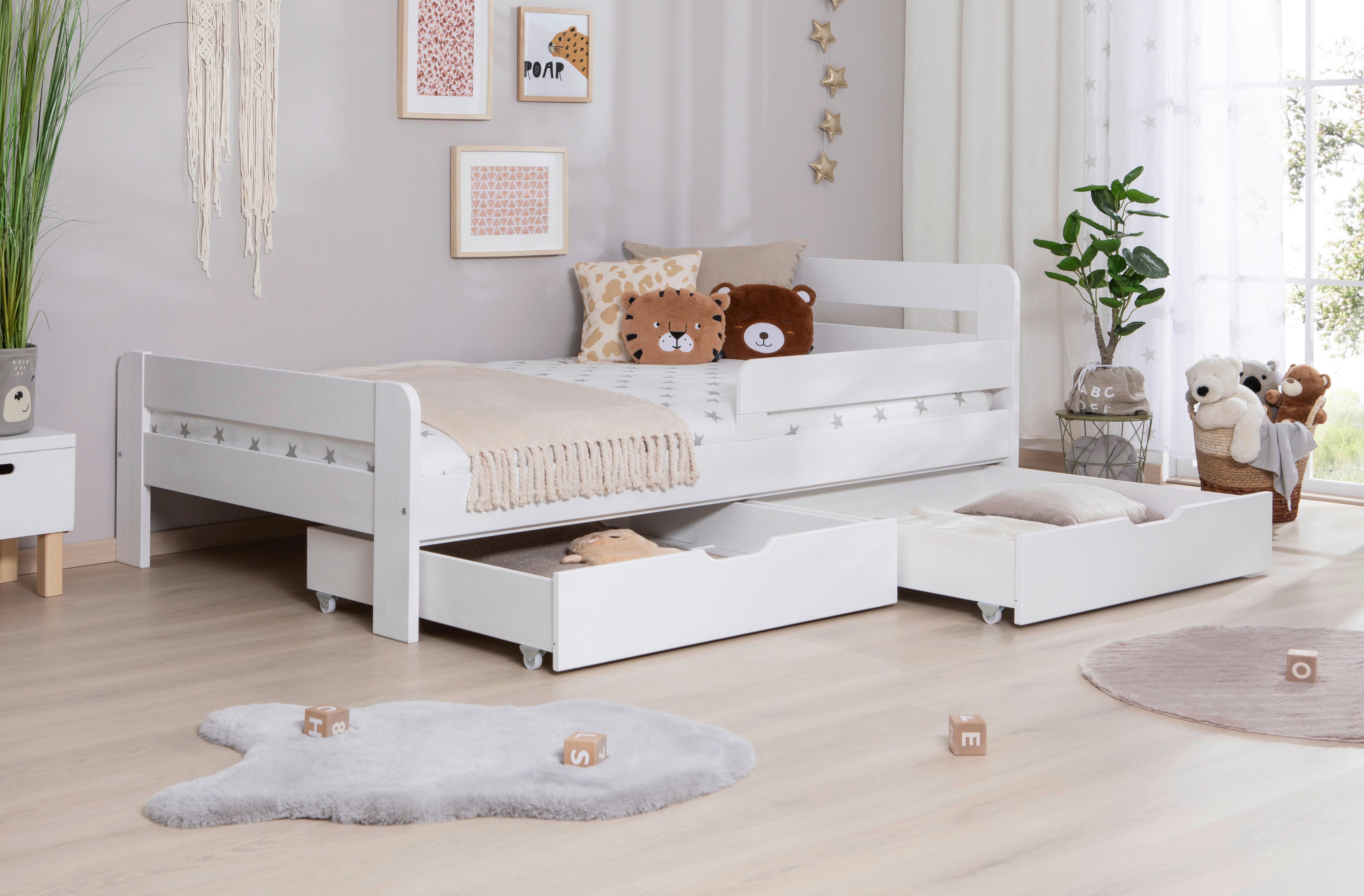 Bett Bennet Weiß Inkl. Zubehör,120x200 Cm - Weiß/Naturfarben, MODERN, Holz/Textil (120/200cm) - MID.YOU
