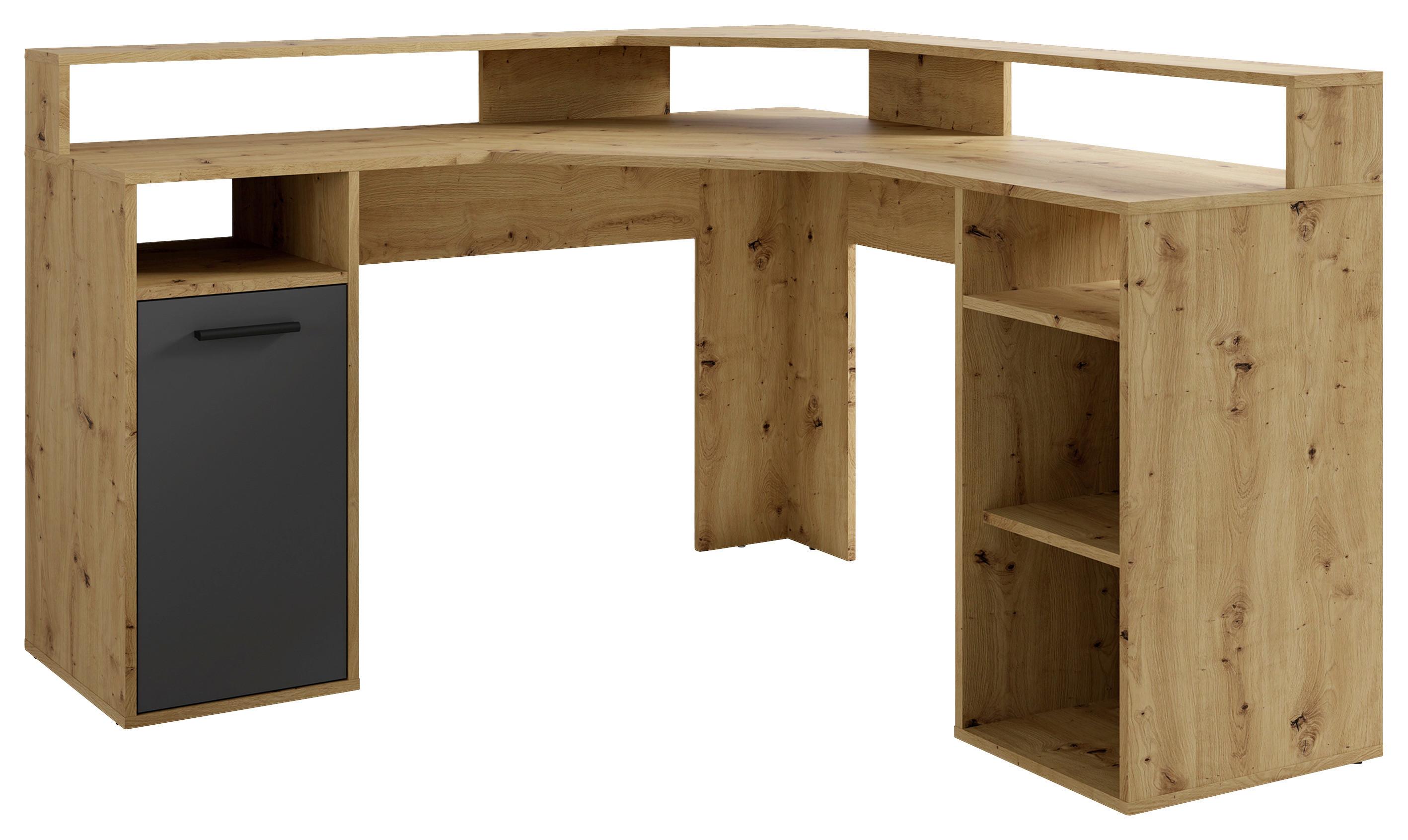 Schreibtisch Fox - Anthrazit/Eiche Artisan, MODERN, Holzwerkstoff (139/139/90,8cm) - MID.YOU