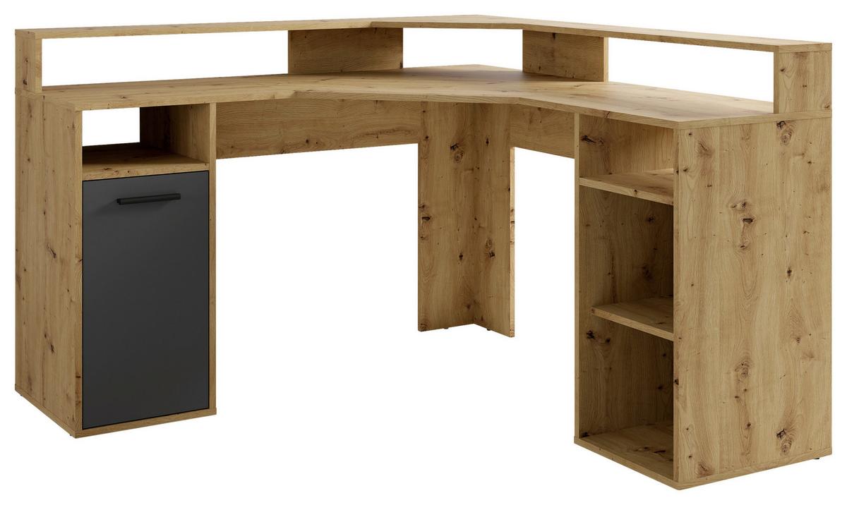 Schreibtisch Fox - Anthrazit/Eiche Artisan, MODERN, Holzwerkstoff (139/139/90,8cm) - MID.YOU