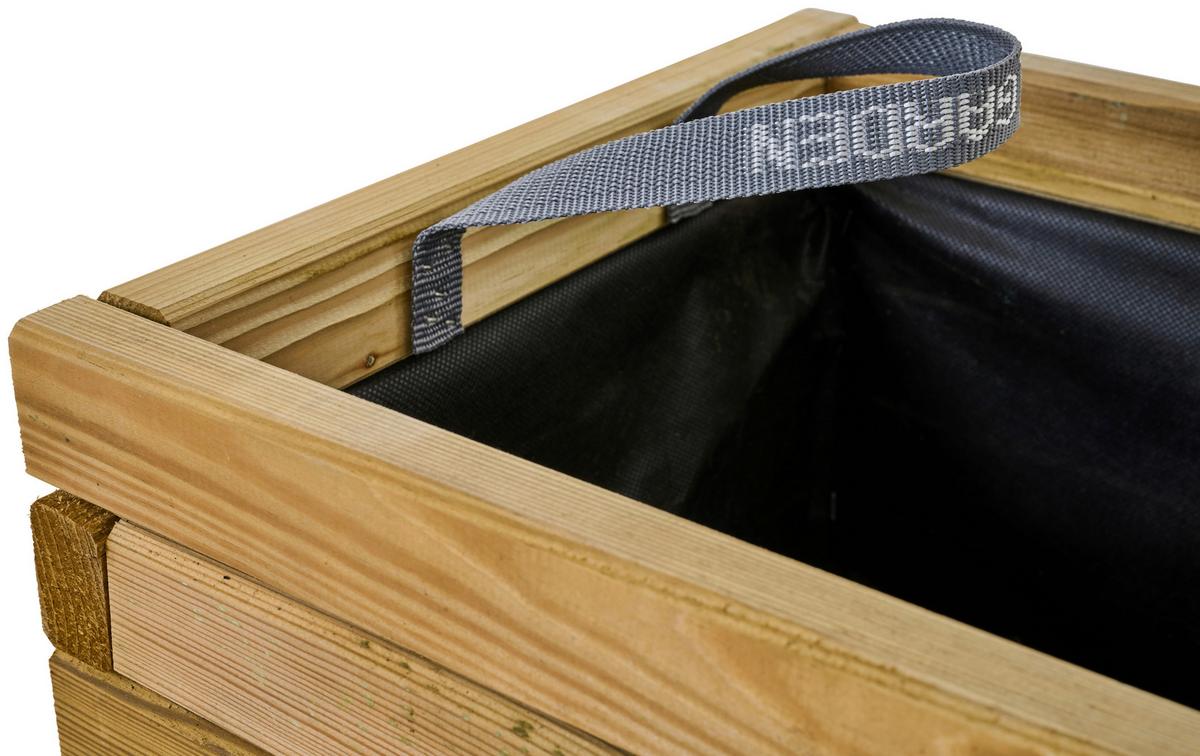 Blumenkasten Schwarz Kieferfarben B: 70 Cm - Schwarz/Kieferfarben, Basics, Holz/Textil (70/30/30cm) - Siena Garden