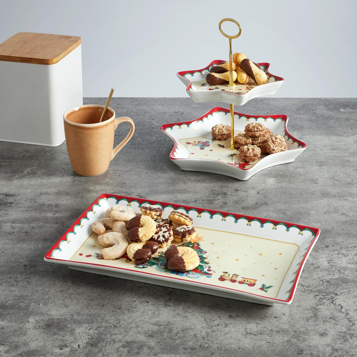 Poschodový tanier XMASS - zlatá/biela, Konventionell, kov/keramika (27/23cm) - Mömax