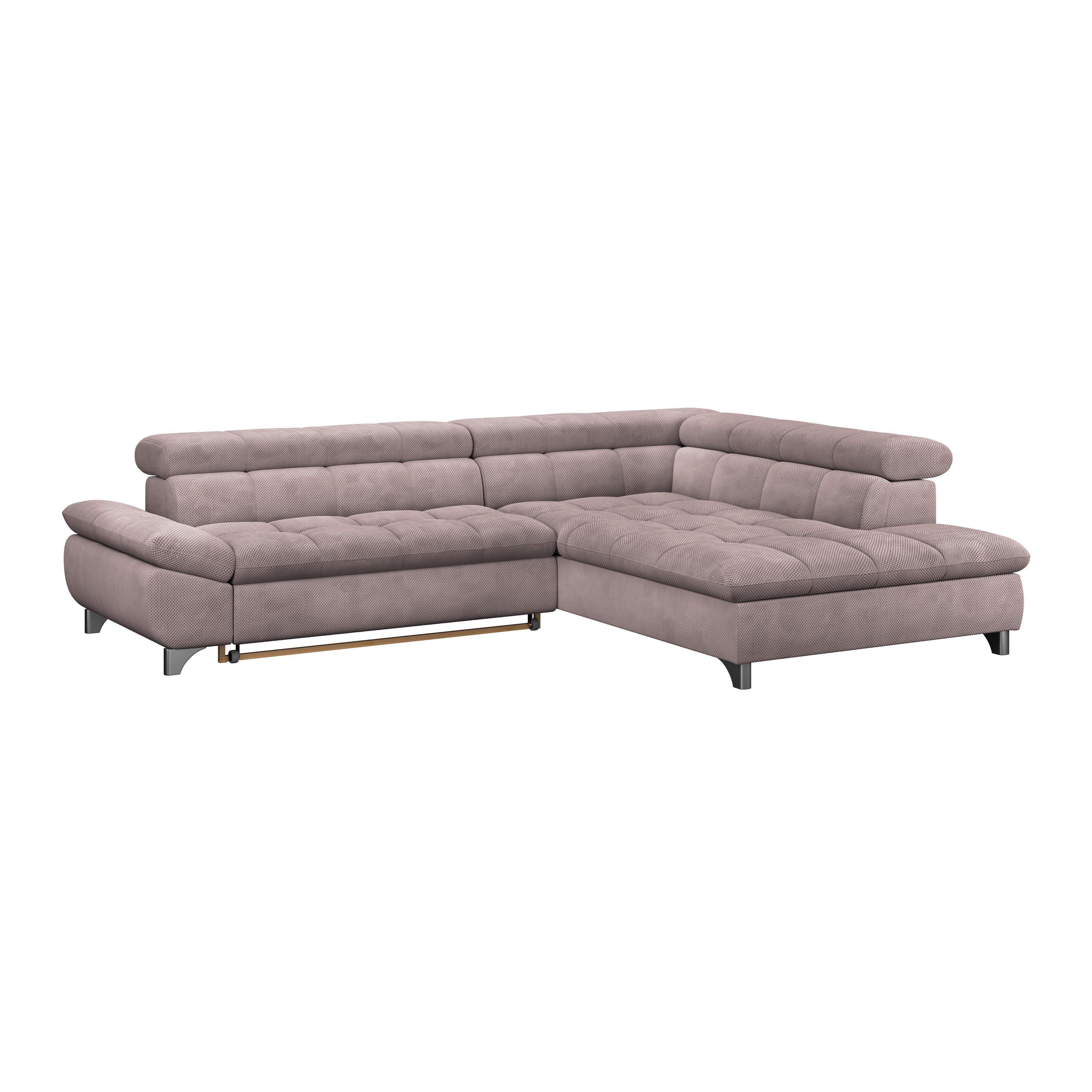 Ecksofa Gemini Rosa, B: 312cm - Chromfarben/Rosa, KONVENTIONELL, Textil (312/234cm)