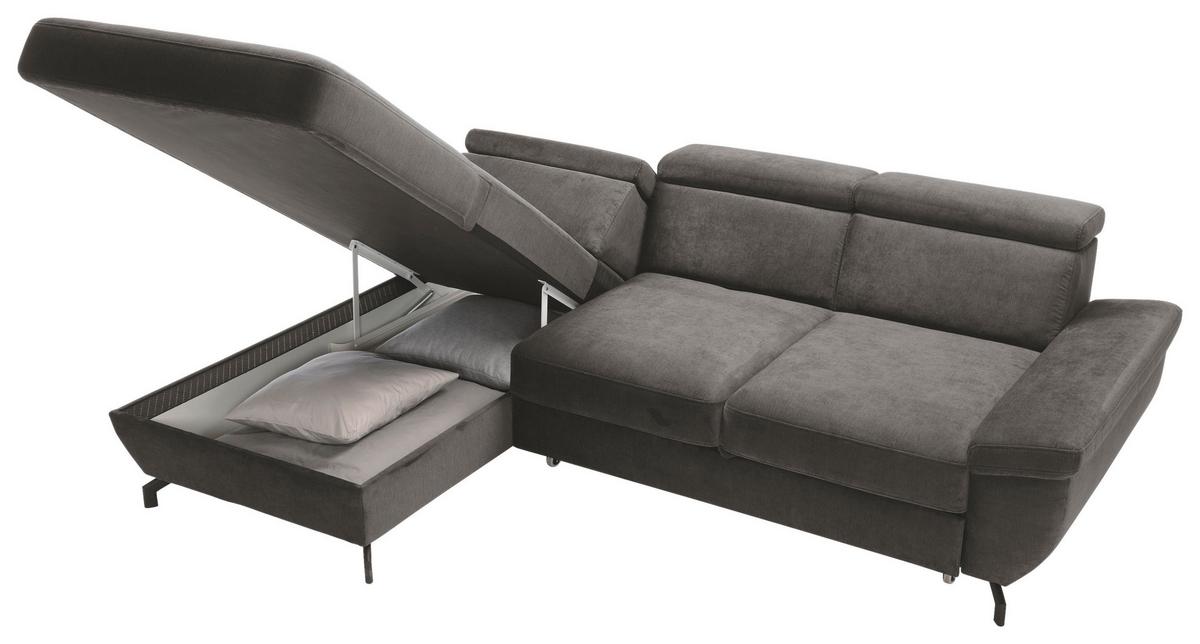 Ecksofa Rima - Anthrazit/Silberfarben, MODERN, Textil (182/262cm) - Trendmanufaktur