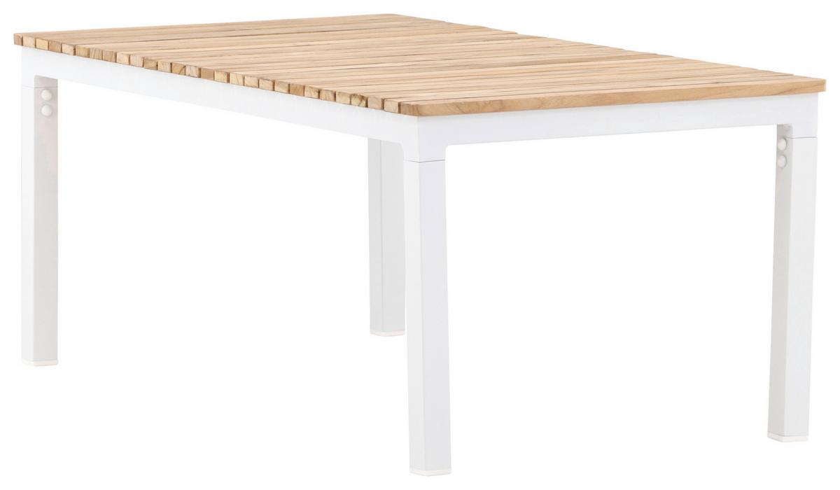 Loungetisch Brasilia - Weiß/Teakfarben, KONVENTIONELL, Holz/Metall (110/60/45cm) - Gardenson