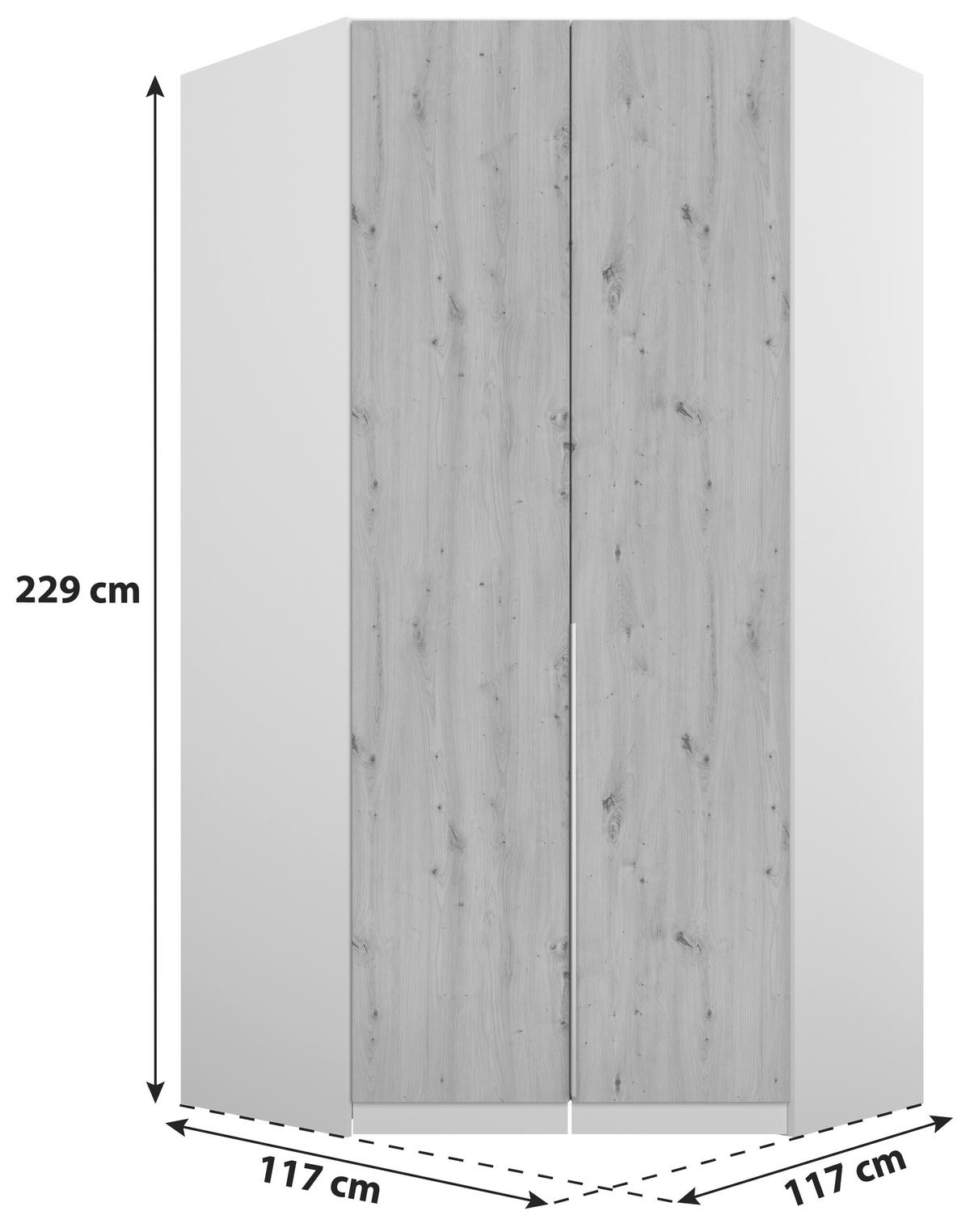 Eckschrank 117 cm Alabama Super Champagner - Champagner, MODERN, Holzwerkstoff (117/229/117cm)