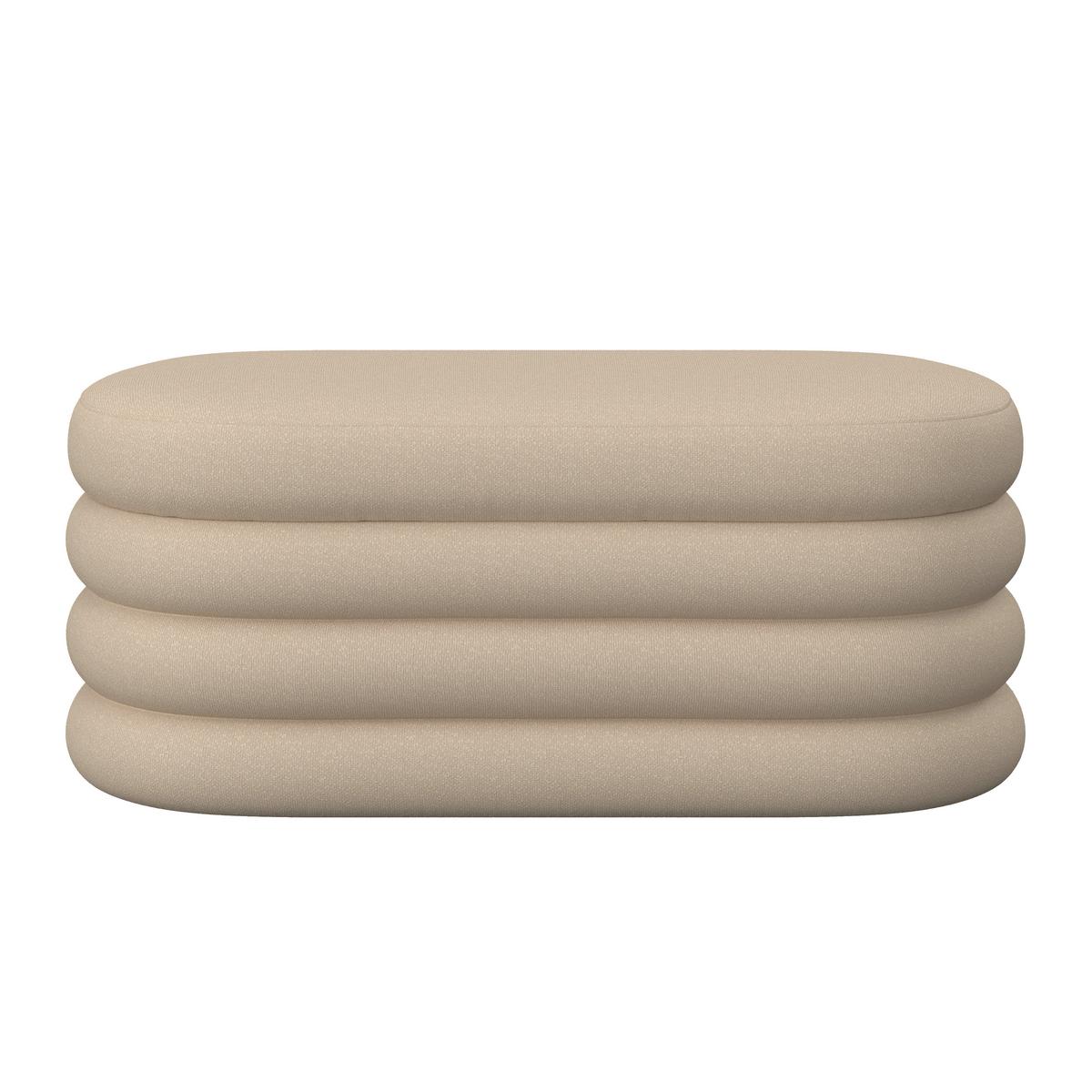 Taburetová lavice LORENA polstrovaná, světle hnědá - hnědá, Moderní, dřevo/textil (110/47/45cm) - Bessagi Home