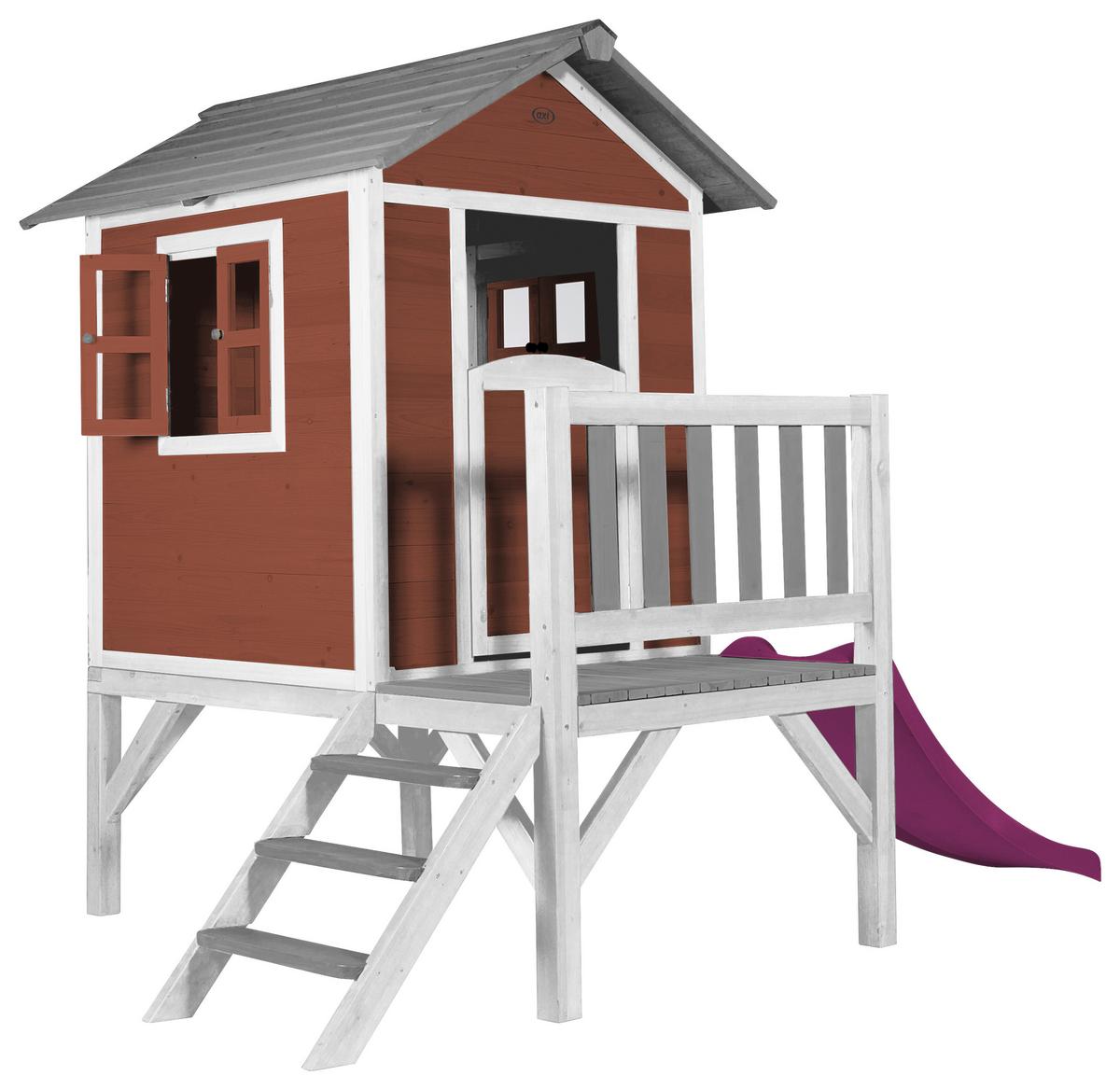 Spielhaus C050.002.45 - Lila/Rot, KONVENTIONELL, Holz/Kunststoff (240/189/167cm) - Ambia Garden