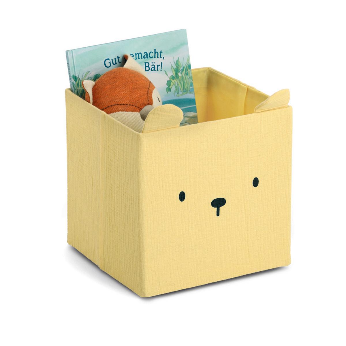 Aufbewahrungsbox 'Bär' gelb, ca.28x28x28 cm - Gelb, Textil (28/28/28cm)