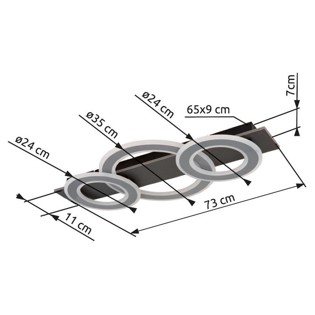 LED-Deckenleuchte, 3000k 48034-50 Jayden - Anthrazit/Opal, Design, Kunststoff/Metall (73/35/7cm) - Globo