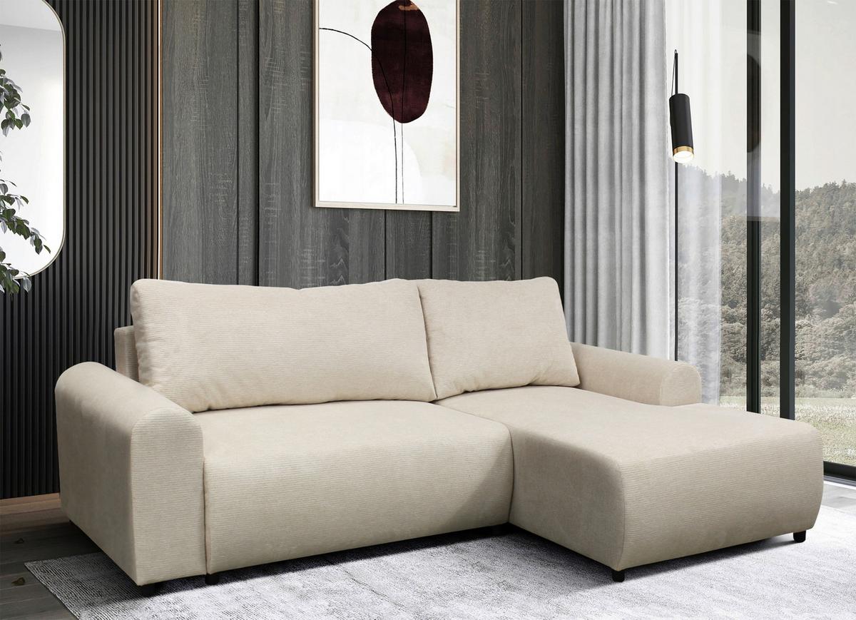 Ecksofa Velo Beige S: 250x160 cm - Beige/Schwarz, Design, Textil (250/160cm) - MID.YOU